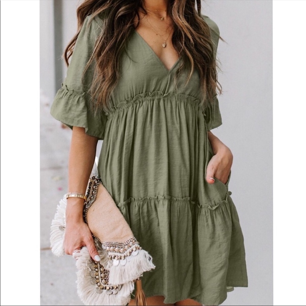 Boutique Ruffled Tiered Babydoll 👗 with pockets